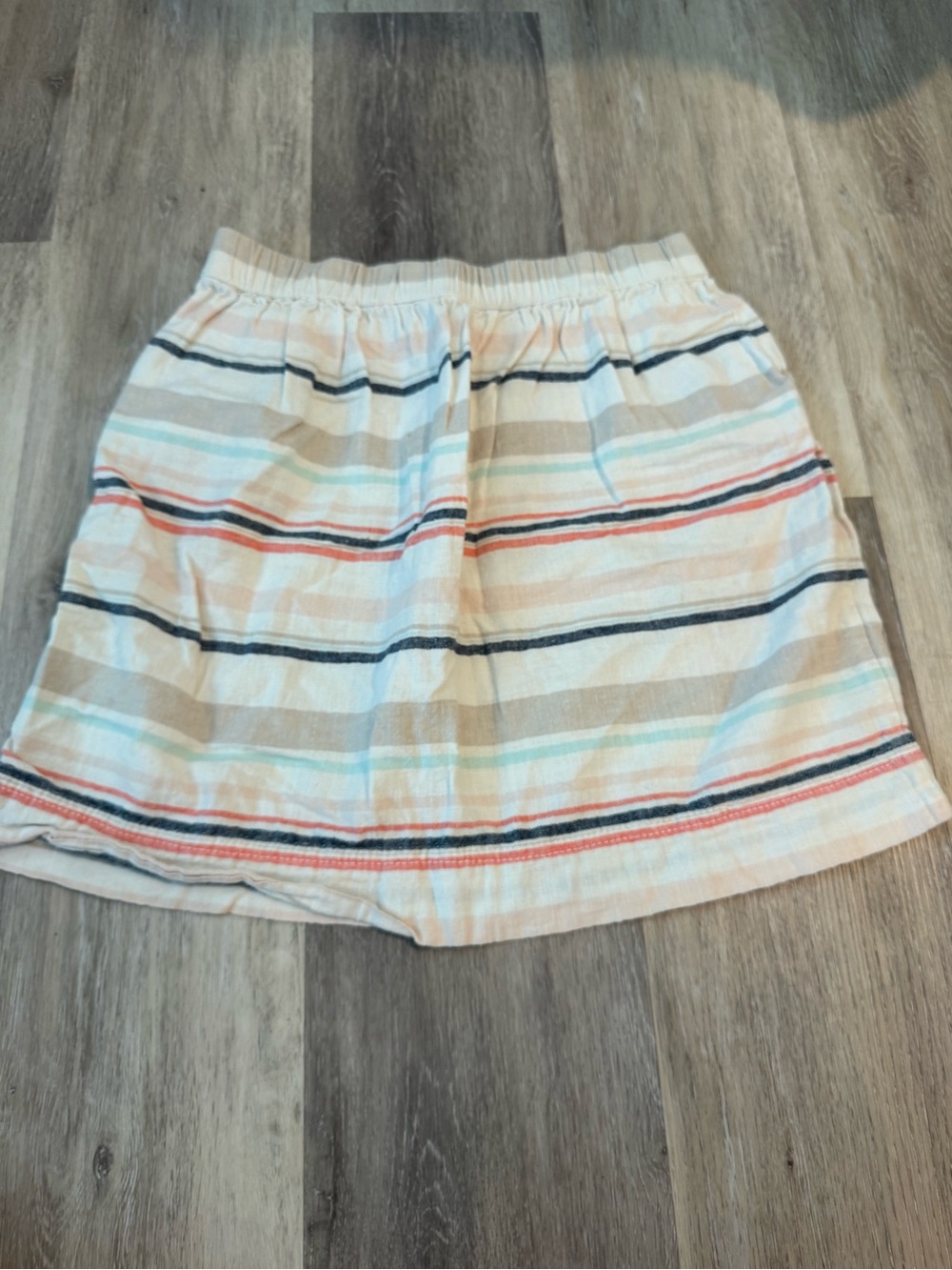 Linen blend striped skirt